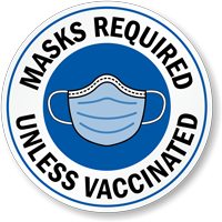 Masks Required Unless Vaccinated Window Decal Label