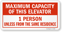 Maximum Capacity Of This Elevator Label
