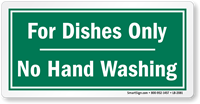 Dishes Only No Hand Washing Label