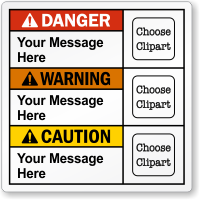 Personalized Danger, Warning, Caution Text Multiclipart ANSI Label
