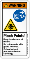 Pinch Points Follow Lockout Procedure Warning Label