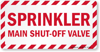 Sprinkler Main Shut-Off Valve Label
