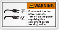 Equipment Has Two Power Sources ANSI Warning Label