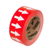 Red Background with White Arrows Tape - 2" x 54'