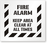 Fire Alarm Keep Area Clear At All Times Stencil