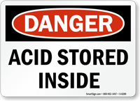 WCD1 Danger Acid Plastic Sign OR Sticker Chemicals 