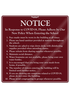 Adhere By New Policy When Entering The School Showcase Sign