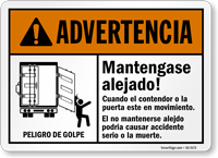 Advertencia Mantenagase Alejado Spanish ANSI Sign