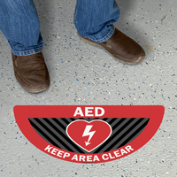 AED Keep Area Clear Semicircle SlipSafe Floor Sign
