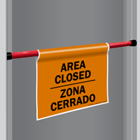 Area Closed Bilingual Door Barricade Sign