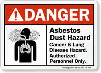 Asbestos Dust Hazard Cancer & Lung Hazard Sign