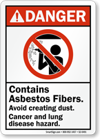 Asbestos Fibers Avoid Dust, Lung Disease Hazard Sign