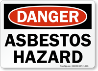 Warning signs Danger asbestos hazard Safety sign 