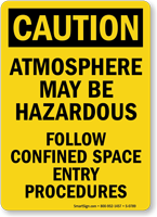 Caution Atmosphere Hazardous Confined Procedures Sign