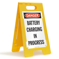 Danger Battery Charging in Progress Fold-Ups® Floor Sign