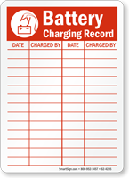 Battery Charging Record Battery Charging Area Sign