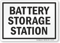 Battery Storage Station Battery Charging Area Sign