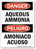Bilingual Aqueous Ammonia Amoniaco Acuoso Sign