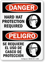 NMC HH167R Bilingual Bilingual English Spanish Ingles Espanola Hard Hat Label 