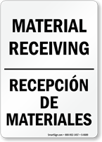 Material Receiving, Recepción De Materiales Sign