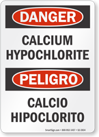 Calcium Hypochlorite Bilingual OSHA Danger Sign