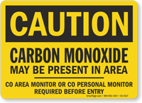 Carbon Monoxide Present Monitor Required Caution Sign
