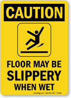 Caution Wet Floor Slippery Sign