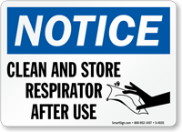 Clean and Store Respirator After Use Sign