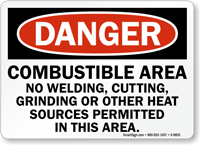 Combustible Area OSHA Danger Sign