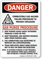 Combustible Gas Hazard Follow Procedure Sign