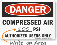 Compressed Air Authorized Users Only OSHA Danger Sign
