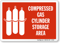 Compressed Gas Cylinder Storage Area with Graphic Sign