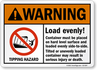 Container Placed On Hard Level Surface ANSI Sign