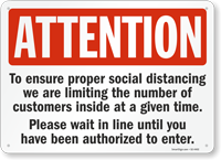 Attention Ensure Proper Social Distancing Sign