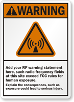 Custom Radio Frequency ANSI Warning Sign