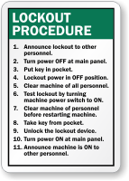 Custom Lockout Procedures Sign