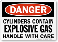Danger Cylinders Contain Explosive Gas Sign