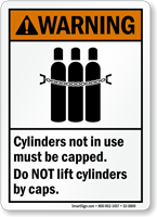 Cylinders Not Is Use Must Be Capped Sign