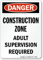 Danger Construction Zone Sign