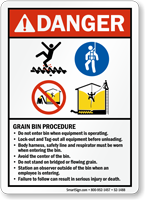 Danger, Grain Bin Procedure Sign