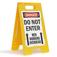 OSHA Danger Men Working Overhead Sign