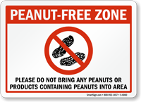 Do Not Bring Peanuts, Products Containing Peanuts Sign