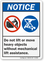 Do Not Lift Move Heavy Objects Sign