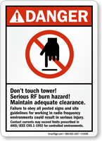 Don't Touch Tower Serious Rf Burn Hazard Sign