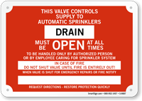 Drain Fire Sprinkler Identification Sign