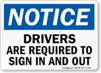 Notice Drivers Required Sign In Out Sign