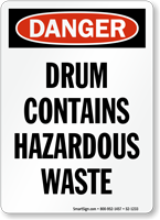 Drum Contains Hazardous Waste Danger Sign
