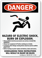Hazard Of Electric Shock, Burn Or Explosion Sign
