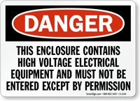 High Voltage Electrical Equipment, Enter By Permission Sign
