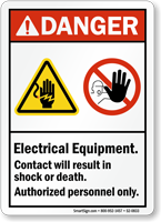 Electrical Equipment, Authorized Personnel Only ANSI Danger Sign